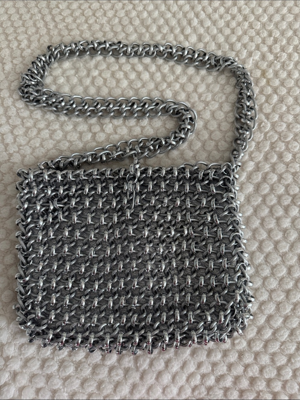 1960 Raul Calabro, Italian Silver Chainmail Crossbody Bag with Chain Strap